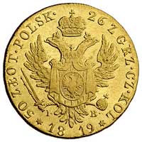 50 złotych 1819, Warszawa, odmiana bez obwódki, Plage 3, Fr. 105, złoto 9.79 g