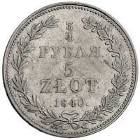 3/4 rubla = 5 złotych 1840, Warszawa, małe cyfry daty, Plage 365- wariant