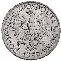 5 złotych 1959, pod lewym ramieniem Rybaka tzw. 