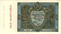 20 złotych 1.03.1926, Ser. V. 0245678, WZÓR, Miłczak 63a