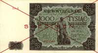 1000 złotych 15.07.1947, Ser. A 1234567, SPECIME