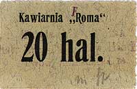 Lwów, 20 i 80 halerzy emitowane przez kawiarnię \Roma, razem 2 sztuki,"I,1
