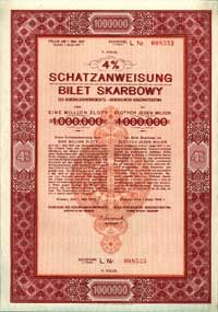 Generalna Gubernia- bilet skarbowy 4% o nominale 1.000.000 złotych, Moczydłowski GG 35, zdjęcie na..