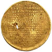 medal koronacyjny Eleonory Marii, żony Michała Korybuta Wiśniowieckiego 1670 r., Aw: Sprawiedliwoś..