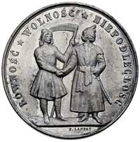 pamiątka Powstania Polski w 1863 r.- medal autorstwa F. Landry’ego, Aw: Trójpolowa tarcza herbowa ..