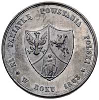 pamiątka Powstania Polski w 1863 r.- medal autorstwa F. Landry’ego, Aw: Trójpolowa tarcza herbowa ..