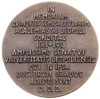 250-lecie Uniwersytetu Jana Kazimierza we Lwowie 1911 r.- medal autorstwa Tadeusza Błotnickiego, A..