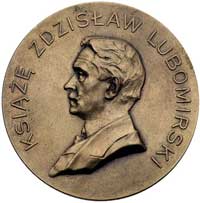 książę Zdzisław Lubomirski- medal, autorstwa Cz. Makowskiego 1917 r., Aw: Popiersie w lewo i napis..