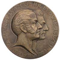 100-lecia Banku Polskiego w Warszawie 1928 r.- medal autorstwa Józefa Aumillera, Aw: Dwa popiersia..