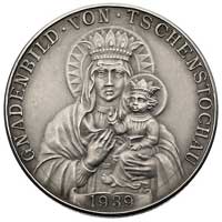 Matka Boska Częstochowska- propagandowy medal niemiecki autorstwa Karla Goetza 1939 r., Aw: Podobi..