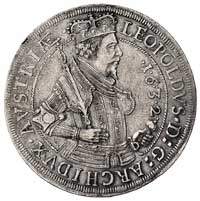 arcyksiążę Leopold 1626- 1632, talar 1632, Hall, Aw: Półpostać w zbroi i koronie w prawo i napis w..