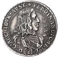 arcyksiążę Ferdynand Karol 1632- 1662, 1/4 talara 1654, Hall, M.-T. 515, rzadkie