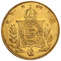 Piotr II 1831- 1889, 20.000 reis 1864, Fr. 121a, złoto, 17.87 g