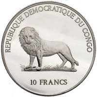 10 franków 2000, wizyta papieża Jana Pawła II, srebro, bite stemplem lustrzanym