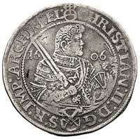 Krystian II, Jan Jerzy I i August 1601-1611 samodzielnie, półtalar 1606, Aw: Półpostać księcia w z..