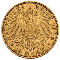 Fryderyk August III 1904-1918, 10 marek 1906/ E, Muldenhutten, J. 267, Fr. 3849, złoto, 3.97 g
