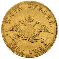 5 rubli 1831, Petersburg, Bitkin 6 (R), Fr. 154, złoto 6.42 g