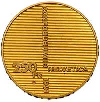 250 franków 1991, Fr. 515, złoto 8.00 g, moneta wybita na 700-lecie Konfederacji Szwajcarskiej