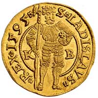 Rudolf 1576-1608, goldgulden 1595, Krzemnica, Huszar 1002, Fr. 63, złoto 3.47 g, lekko gięty