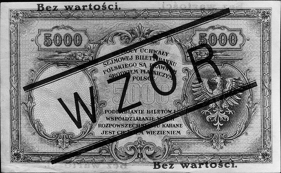 5.000 złotych 28.02.1919, Kow. N.2., P.A60, wzór.
