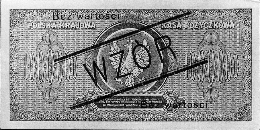 1.000.000 marek polskich 30.08.1923, C 0012345 / 6789000, Kow. 88., P.A37, wzór bez perforacji
