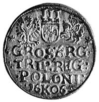 trojak 1606, Kraków, j.w., Kop. LIV K.7., -RR-, Wal. XCII Rl, T.4.