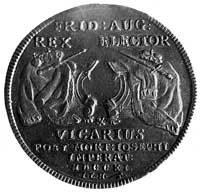 półtalar wikariacki 1711, Drezno, Aw: Król na koniu, Rw: Insygnia koronacyjne na stole, Mers. 1491.