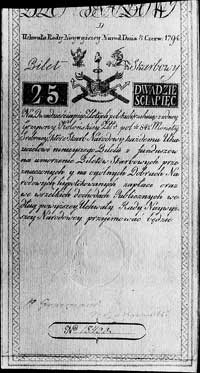 25 złotych 8.06.1794, seria D, Nr 18406, Kow 3 P. A3.