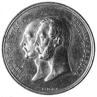 medal nagrodowy 1864r., Aw: Popiersie Mikołaja I i Aleksandra II w lewo i daty., sygn. P. II. K, R..