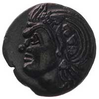 PANTIKAPEA, obol 275-245 pne, Aw: Głowa brodatego satyra w lewo, Rw: Łuk, strzała i napis, Anochin..