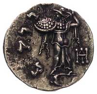 BAKTRIA- Menadros 160-145, drachma, Aw: Popiersie w hełmie w prawo i napis w otoku , Rw: Atena z p..
