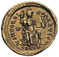 Honoriusz 393-423, solid- Aw: Popiersie cesarza 