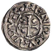 BAWARIA, Henryk II, drugie panowanie 985-995, denar, Ratyzbona, Aw: Krzyż równoramienny, w polu dw..