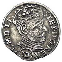 trojak 1580, Wilno, III w owalnej obwódce pod popiersiem króla, Kurp. 281 (R1), Gum. 752