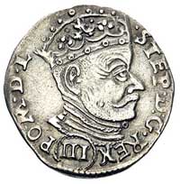 trojak 1581, Wilno, III w owalnej obwódce pod popiersiem króla, Kurp. 291 (R3), Gum. 753, T. 4, rz..