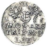 trojak 1581, Wilno, herb Leliwa pod popiersiem króla, Kurp. 295 (R1), Gum. 754