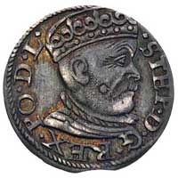 trojak 1585, Ryga, odmiana z dużą głową króla, Kurp. 451 (R), Gum. 814, ładny egzemplarz ze starą ..