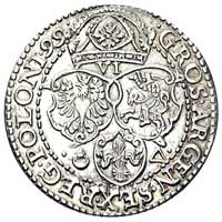 szóstak 1599, Malbork, odmiana z dużą głową króla, Kurp. 1435 (R4), Gum. 1153, rzadki