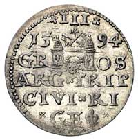 trojak 1594, Ryga, odmiana z napisem LIV, Kurp. 2510 (R3), Gum. 1453