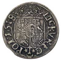 trzykrucierzówka 1618, Kraków, Kurp. 526 (R4), Gum. 983, rzadka moneta, ciemna patyna