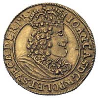 dukat 1659, Toruń, H-Cz. 2146 (R3), Fr. 60, T. 35, złoto, 3.36 g, wada tłoczenia, ale ładny egzemp..