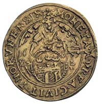dukat 1659, Toruń, H-Cz. 2146 (R3), Fr. 60, T. 35, złoto, 3.22 g, wada tłoczenia, patyna