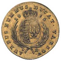 dukat 1813, Warszawa, Plage 118, H-Cz. 3477 (R5), Fr. 68, złoto, 3.50 g, najrzadsza moneta Księstw..