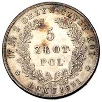 5 złotych 1831, Warszawa, Plage 272, ładnie zachowana moneta ze starą patyną