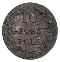 10 groszy 1831, Warszawa, odmiana łapy Orła zgięte, Plage 279, patyna
