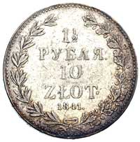 1 1/2 rubla = 10 złotych 1841, Warszawa, Plage 341, Bitkin 1086, patyna