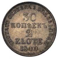 30 kopiejek = 2 złote 1840, Warszawa, Plage 379, Bitkin 1110, patyna