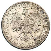 5 złotych 1936, Żaglowiec, na rewersie wypukły napis PRÓBA, Parchimowicz P-148 a, wybito 110 sztuk..