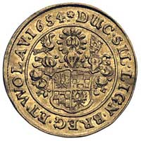 dukat 1654, Brzeg, F.u.S. 1735, Fr. 3200, złoto, 3.43 g, rzadszy typ monety