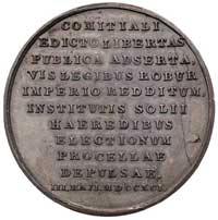 uchwalenie Konstytucji 3 Maja, medal pamiątkowy autorstwa J. F. Holzhaeussera 1791 r., Aw: Popiers..